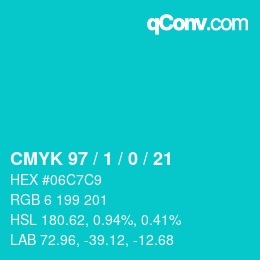 Color code: CMYK 97 / 1 / 0 / 21 | qconv.com