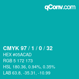 Color code: CMYK 97 / 1 / 0 / 32 | qconv.com