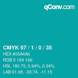 カラーコード: CMYK 97 / 1 / 0 / 35 | qconv.com