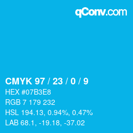 Color code: CMYK 97 / 23 / 0 / 9 | qconv.com