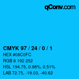 カラーコード: CMYK 97 / 24 / 0 / 1 | qconv.com