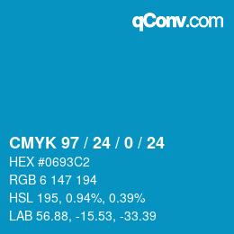カラーコード: CMYK 97 / 24 / 0 / 24 | qconv.com
