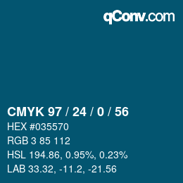 カラーコード: CMYK 97 / 24 / 0 / 56 | qconv.com
