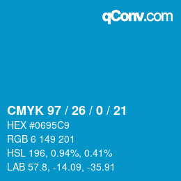 カラーコード: CMYK 97 / 26 / 0 / 21 | qconv.com