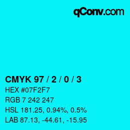 颜色代码: CMYK 97 / 2 / 0 / 3 | qconv.com