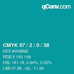 カラーコード: CMYK 97 / 2 / 0 / 38 | qconv.com