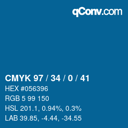 颜色代码: CMYK 97 / 34 / 0 / 41 | qconv.com