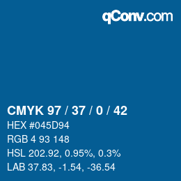 カラーコード: CMYK 97 / 37 / 0 / 42 | qconv.com