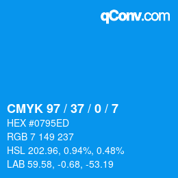 カラーコード: CMYK 97 / 37 / 0 / 7 | qconv.com