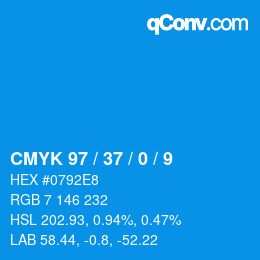 颜色代码: CMYK 97 / 37 / 0 / 9 | qconv.com