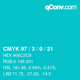 カラーコード: CMYK 97 / 3 / 0 / 21 | qconv.com