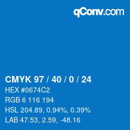 カラーコード: CMYK 97 / 40 / 0 / 24 | qconv.com