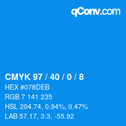 カラーコード: CMYK 97 / 40 / 0 / 8 | qconv.com