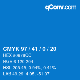 カラーコード: CMYK 97 / 41 / 0 / 20 | qconv.com