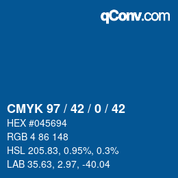 カラーコード: CMYK 97 / 42 / 0 / 42 | qconv.com