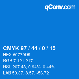 Farbcode: CMYK 97 / 44 / 0 / 15 | qconv.com