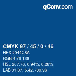 Color code: CMYK 97 / 45 / 0 / 46 | qconv.com