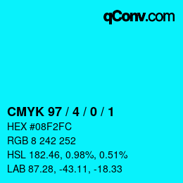 Color code: CMYK 97 / 4 / 0 / 1 | qconv.com