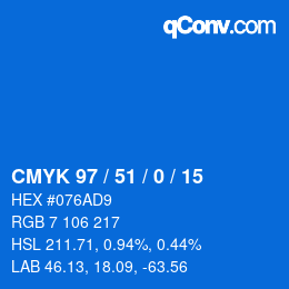 カラーコード: CMYK 97 / 51 / 0 / 15 | qconv.com