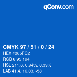颜色代码: CMYK 97 / 51 / 0 / 24 | qconv.com
