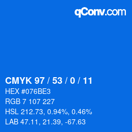 カラーコード: CMYK 97 / 53 / 0 / 11 | qconv.com