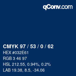 Color code: CMYK 97 / 53 / 0 / 62 | qconv.com