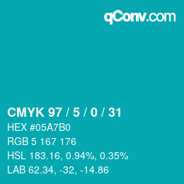 Color code: CMYK 97 / 5 / 0 / 31 | qconv.com