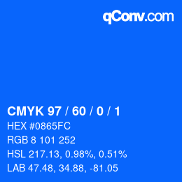 Color code: CMYK 97 / 60 / 0 / 1 | qconv.com