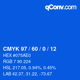 カラーコード: CMYK 97 / 60 / 0 / 12 | qconv.com