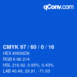 カラーコード: CMYK 97 / 60 / 0 / 16 | qconv.com