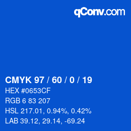 カラーコード: CMYK 97 / 60 / 0 / 19 | qconv.com