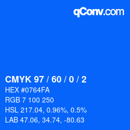 カラーコード: CMYK 97 / 60 / 0 / 2 | qconv.com