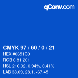 颜色代码: CMYK 97 / 60 / 0 / 21 | qconv.com