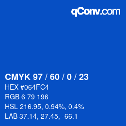 Color code: CMYK 97 / 60 / 0 / 23 | qconv.com