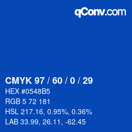 カラーコード: CMYK 97 / 60 / 0 / 29 | qconv.com