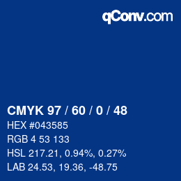 カラーコード: CMYK 97 / 60 / 0 / 48 | qconv.com