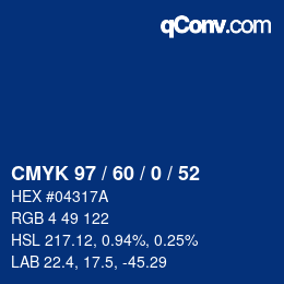 颜色代码: CMYK 97 / 60 / 0 / 52 | qconv.com