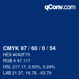 カラーコード: CMYK 97 / 60 / 0 / 54 | qconv.com