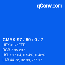 カラーコード: CMYK 97 / 60 / 0 / 7 | qconv.com
