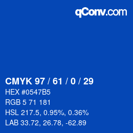 颜色代码: CMYK 97 / 61 / 0 / 29 | qconv.com