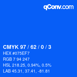 Color code: CMYK 97 / 62 / 0 / 3 | qconv.com