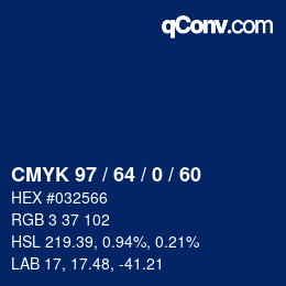 Color code: CMYK 97 / 64 / 0 / 60 | qconv.com