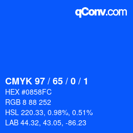 Color code: CMYK 97 / 65 / 0 / 1 | qconv.com