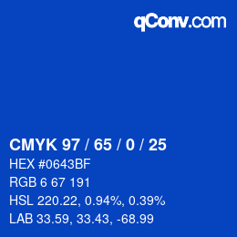 Color code: CMYK 97 / 65 / 0 / 25 | qconv.com