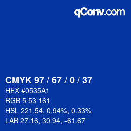颜色代码: CMYK 97 / 67 / 0 / 37 | qconv.com