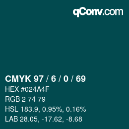 Farbcode: CMYK 97 / 6 / 0 / 69 | qconv.com