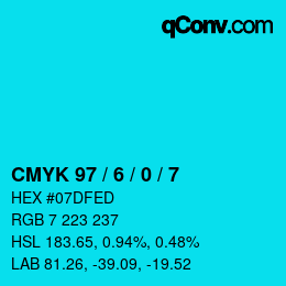 カラーコード: CMYK 97 / 6 / 0 / 7 | qconv.com