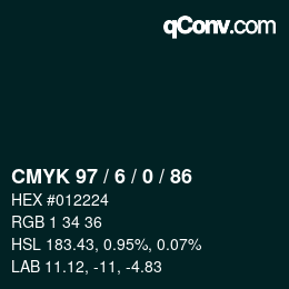 Farbcode: CMYK 97 / 6 / 0 / 86 | qconv.com