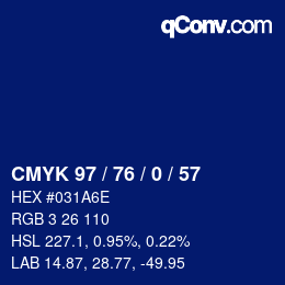 Color code: CMYK 97 / 76 / 0 / 57 | qconv.com