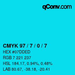 Color code: CMYK 97 / 7 / 0 / 7 | qconv.com